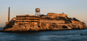 evening light on alcatraz island