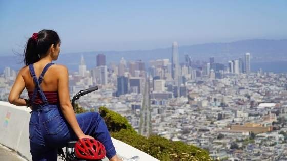 bike overlook san francisco person overlooking san francisco from a bike