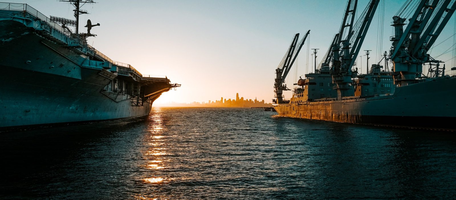 Ships with a view of San Francisco's skyline from Alameda, CA