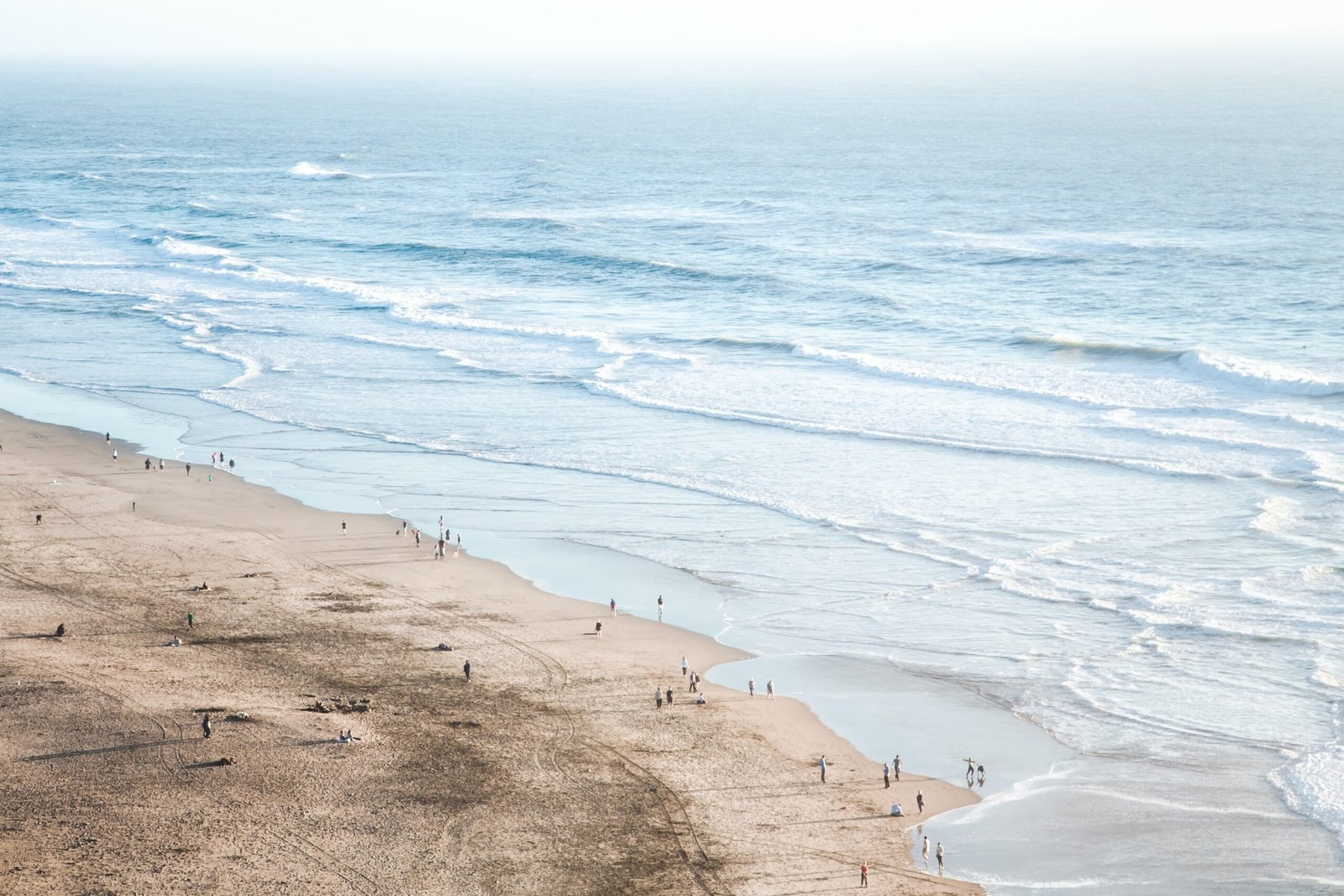 View of people enjoying Ocean Beach, San Francisco