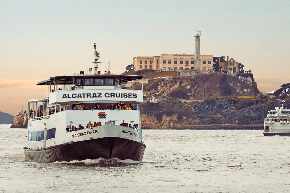 Alcatraz Cruises ferry approaching Alcatraz Island