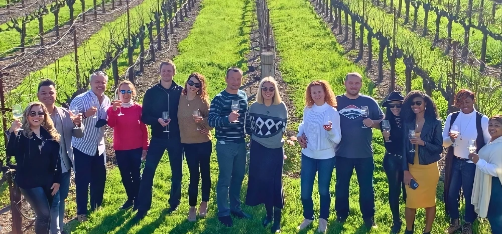 Vineyard group photo Dylan's wine country tours