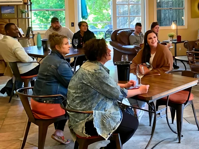 Indoor wine tasting small group Dylan's Tours Napa