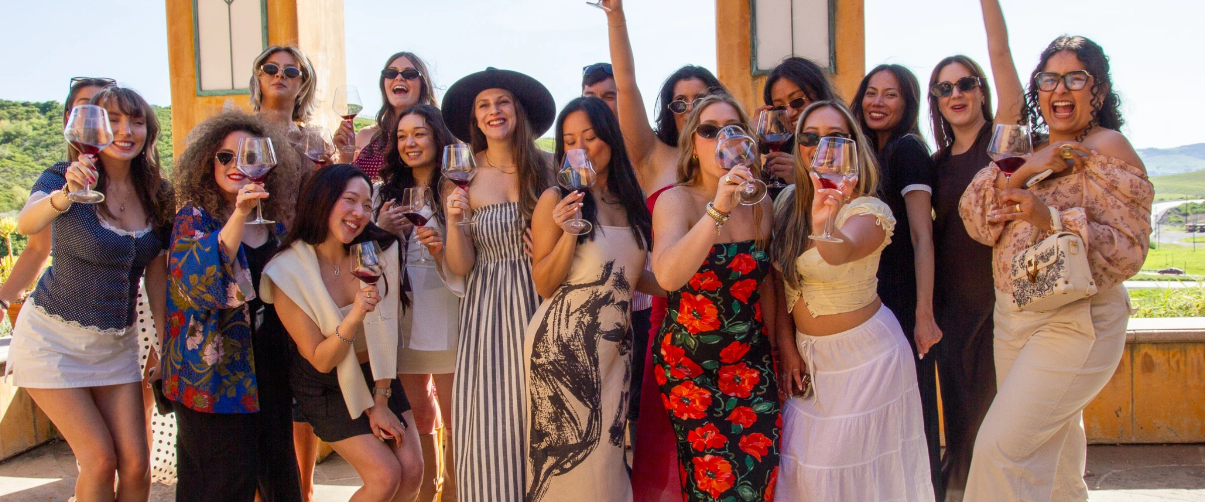 Women's wine tour group Dylan's Tours celebration