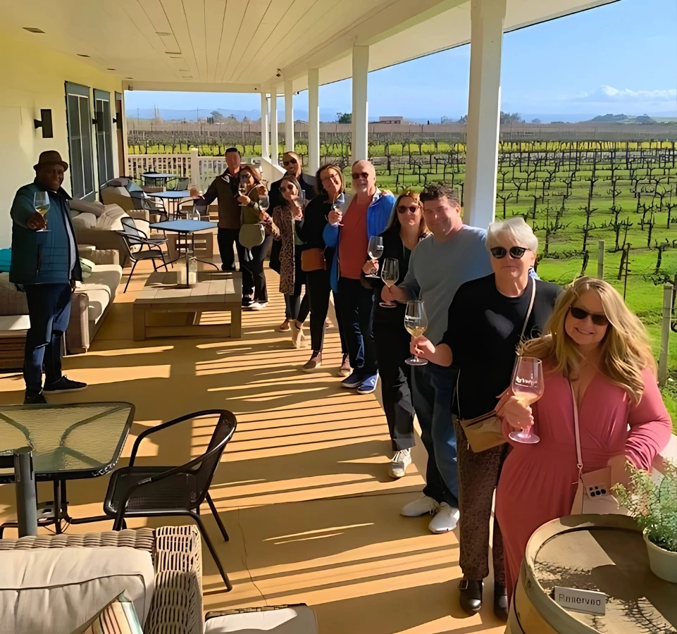 Winery patio tasting Dylan's Tours wine country